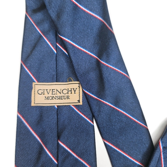 Givenchy monsieur striped silk tie red and navy - Picture 5 of 7